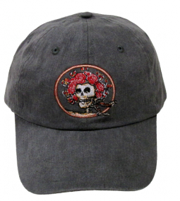 Skull and Roses Embroidered Baseball Cap