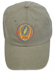 Grateful Dead Orange Sunshine stealie Embroidered Ball Cap- Tan