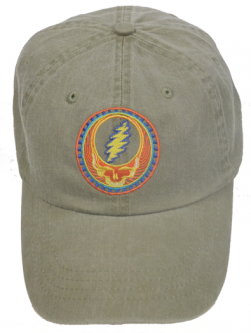 Grateful Dead Orange Sunshine stealie Embroidered Ball Cap- Tan