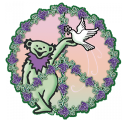 Grateful Dead Bear and Peace Sign Sticker 5.75"