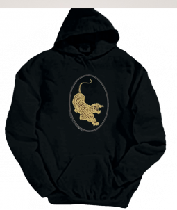 Jerry Garcia/Grateful Dead Tiger-Guitar Hoodie Gold ink on a Black Hoodie