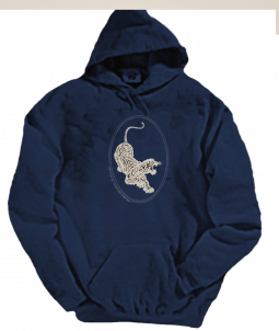 Jerry Garcia/Grateful Dead Tiger-Guitar Hoodie Silver ink on a Navy Hoodie