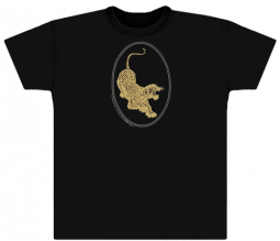 Jerry Garcia/Grateful Dead Tiger-Guitar shirt. Gold ink on a black T.