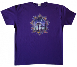 Mushroom Mandala T-shirt- On a purple T-shirt