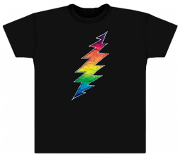 Grateful Dead Lightnin' Bolt on a Black T-shirt